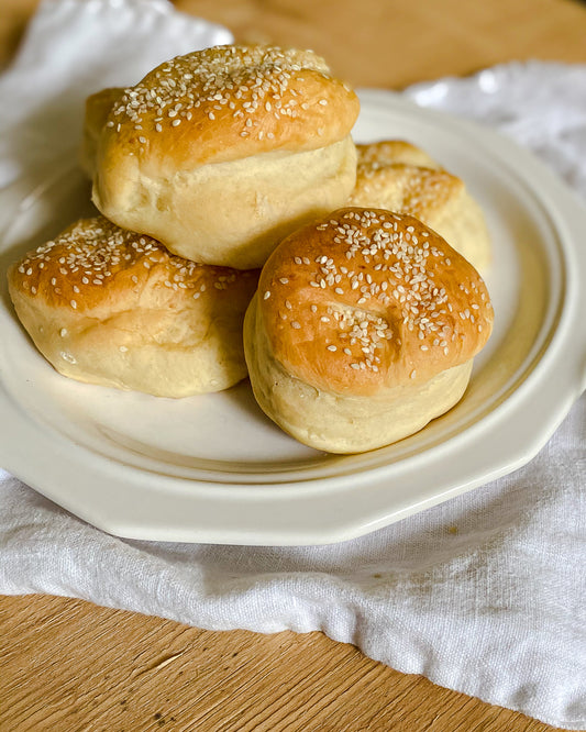 Homemade Burger Buns with sesame seeds