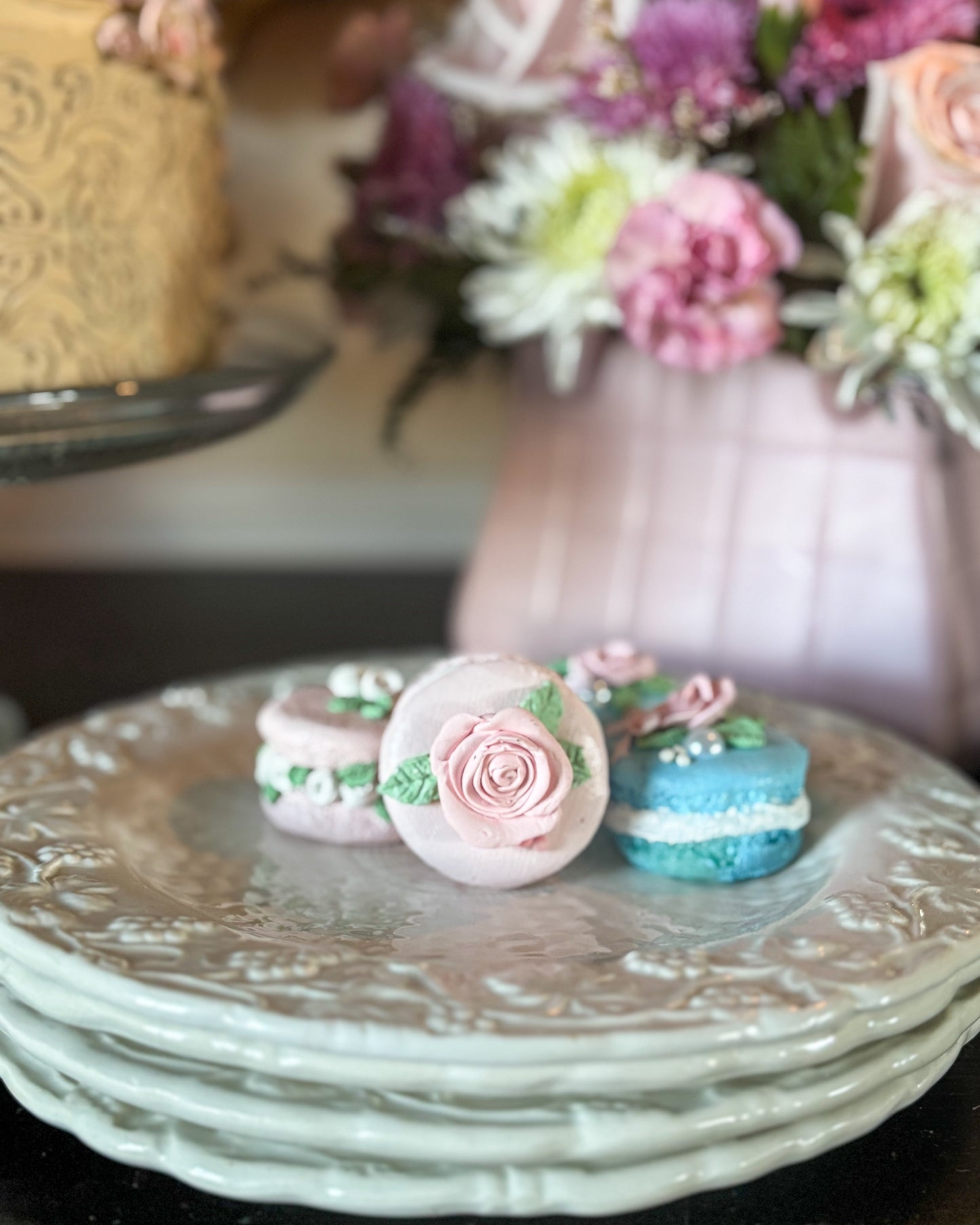 Everything Dawn Mixed Faux Macaron Roses Set of 4