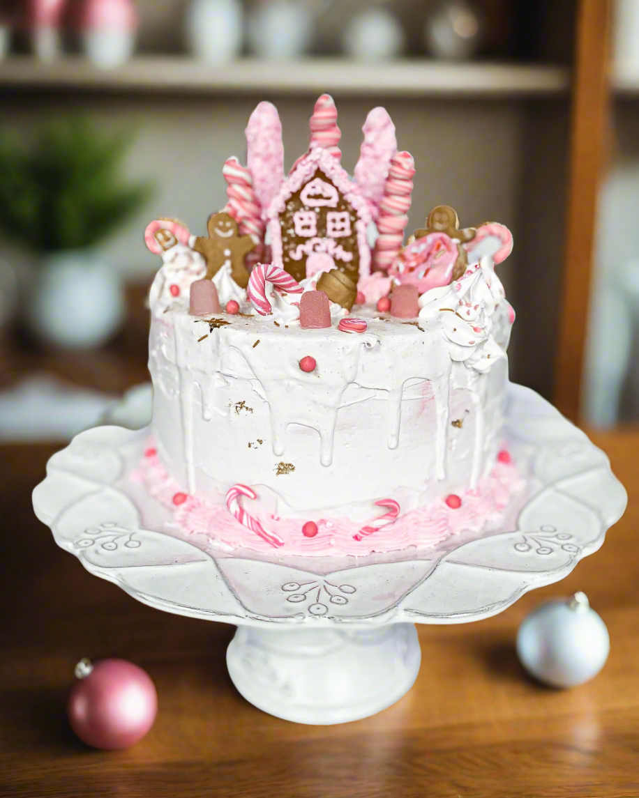 Everything Dawn Pink Candy Cane Lane Gingerbread Fake Cake