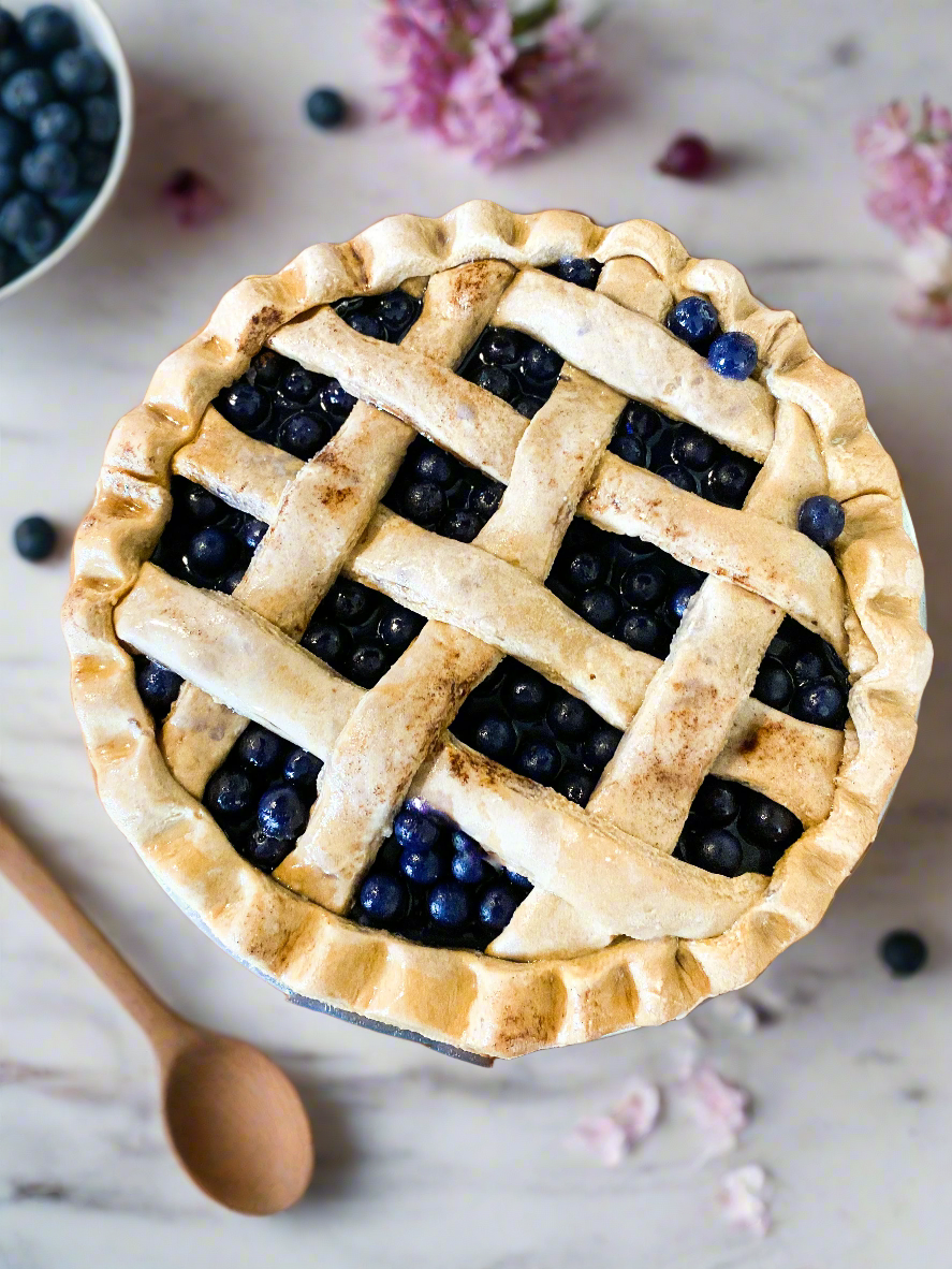 Everything Dawn Primitive Faux Foods Blueberry Pie Lattice Crust Scented Farmhouse Fake Food Set