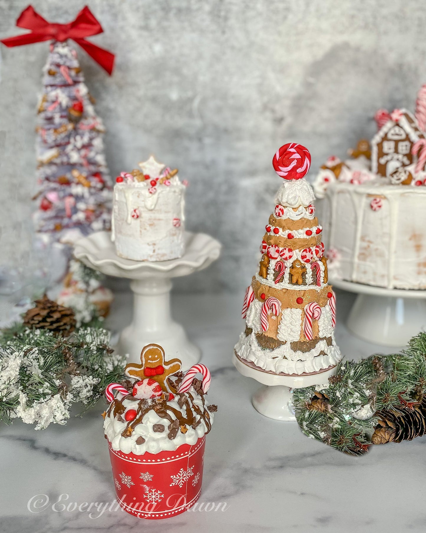 Everything Dawn Table Decor Candy Cane Lane Gingerbread Tabletop Christmas Tree With Stand