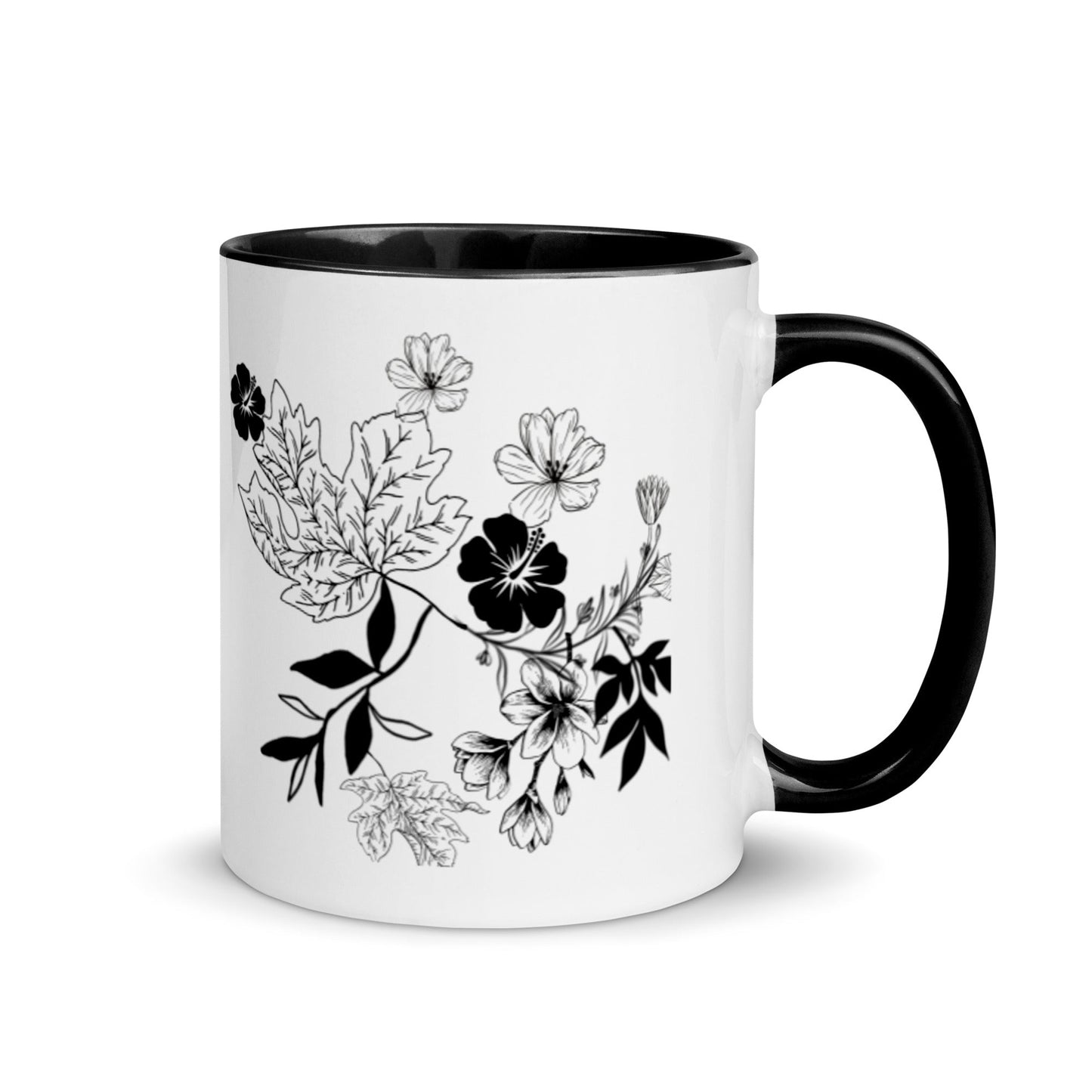 Everything Dawn Black Autumn Leaves Floral Mug