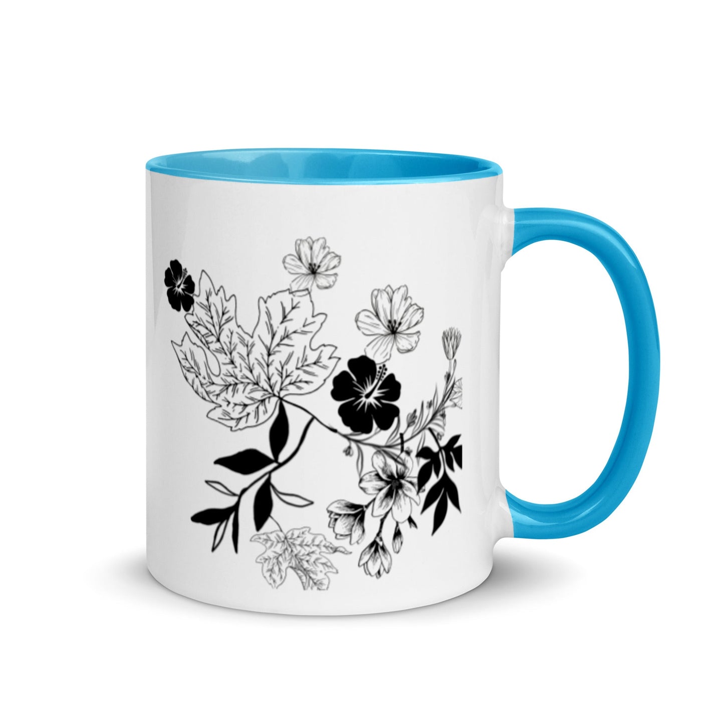 Everything Dawn Blue Autumn Leaves Floral Mug