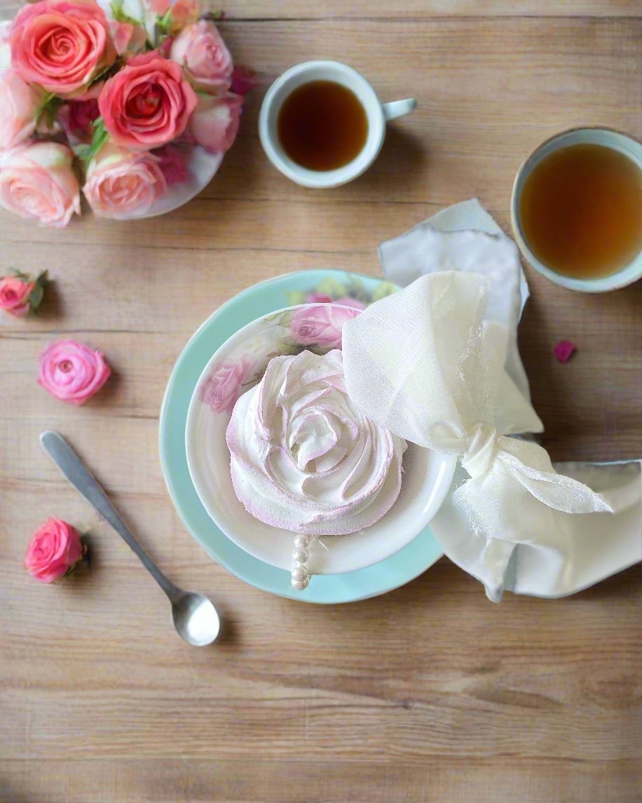 Everything Dawn Blue Pink Roses Teacup Fake Cupcake