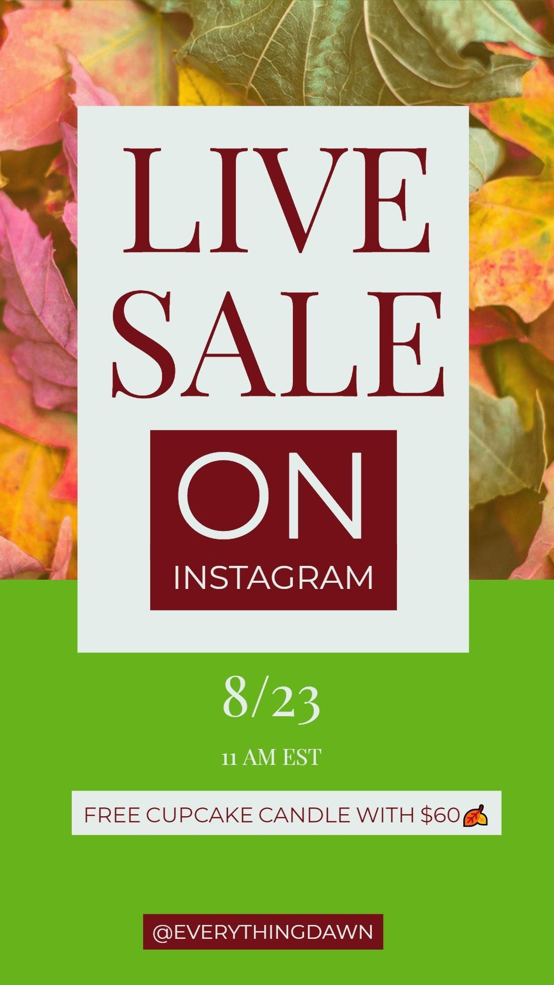 Pre Fall 15 Minute Live Instagram Sale
