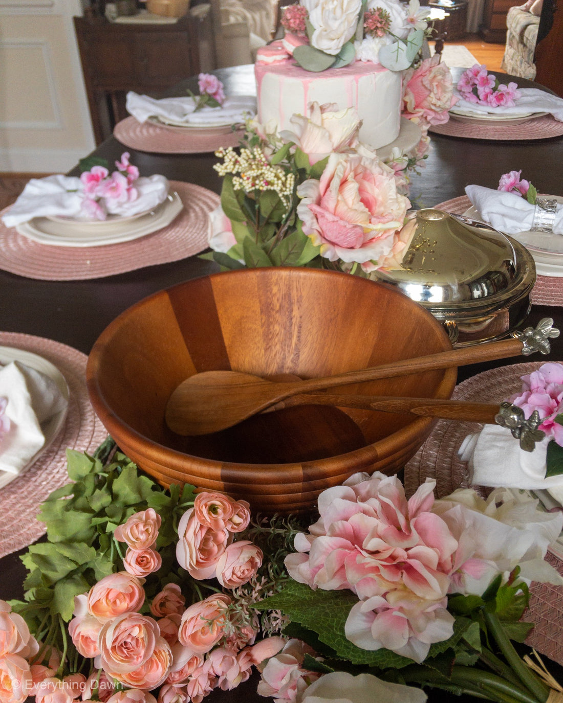 vagabond house bee salad set on table with flowers