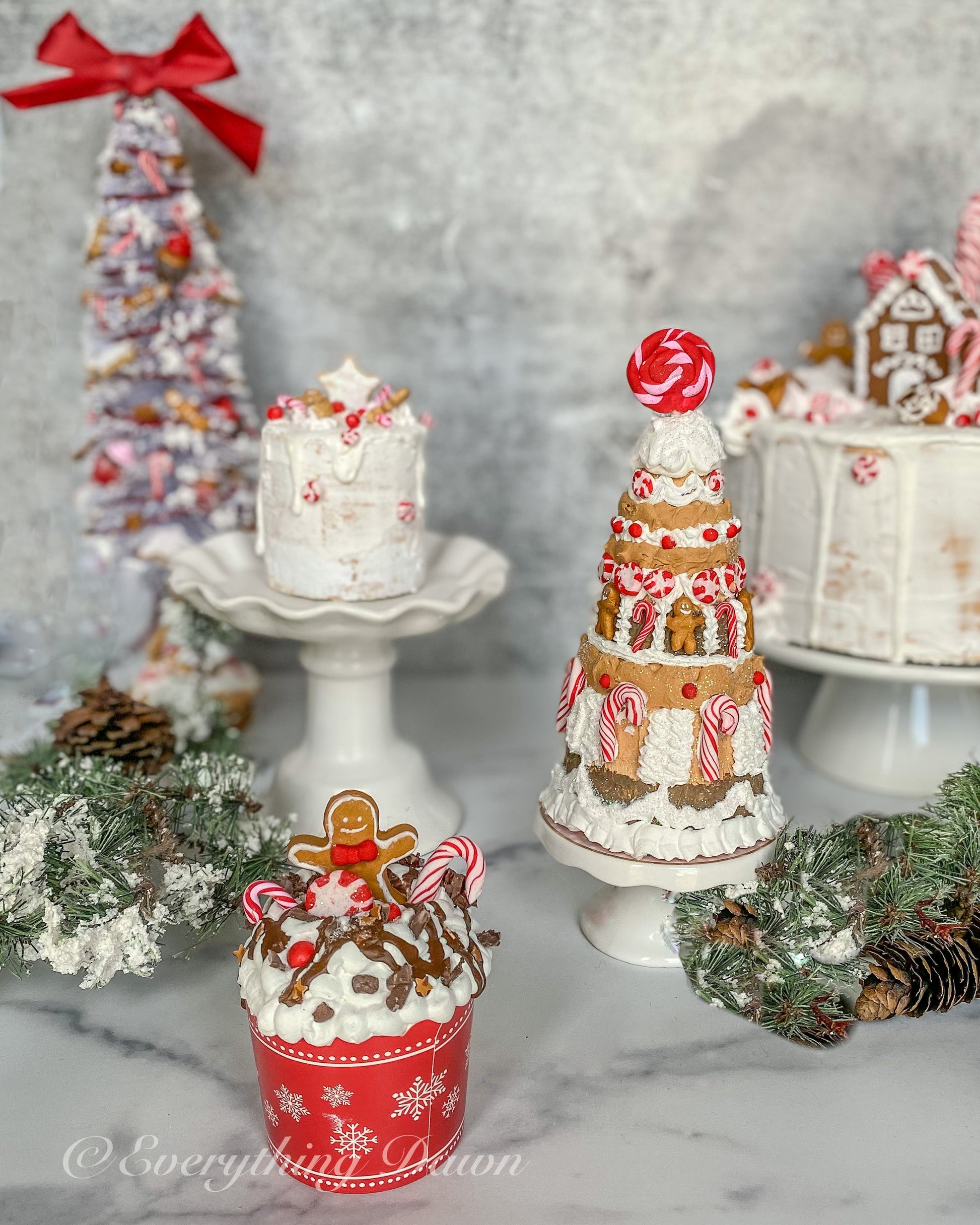 Everything Dawn Fake Cupcakes Candy Cane Lane and Gingerbread Fake Cupcake