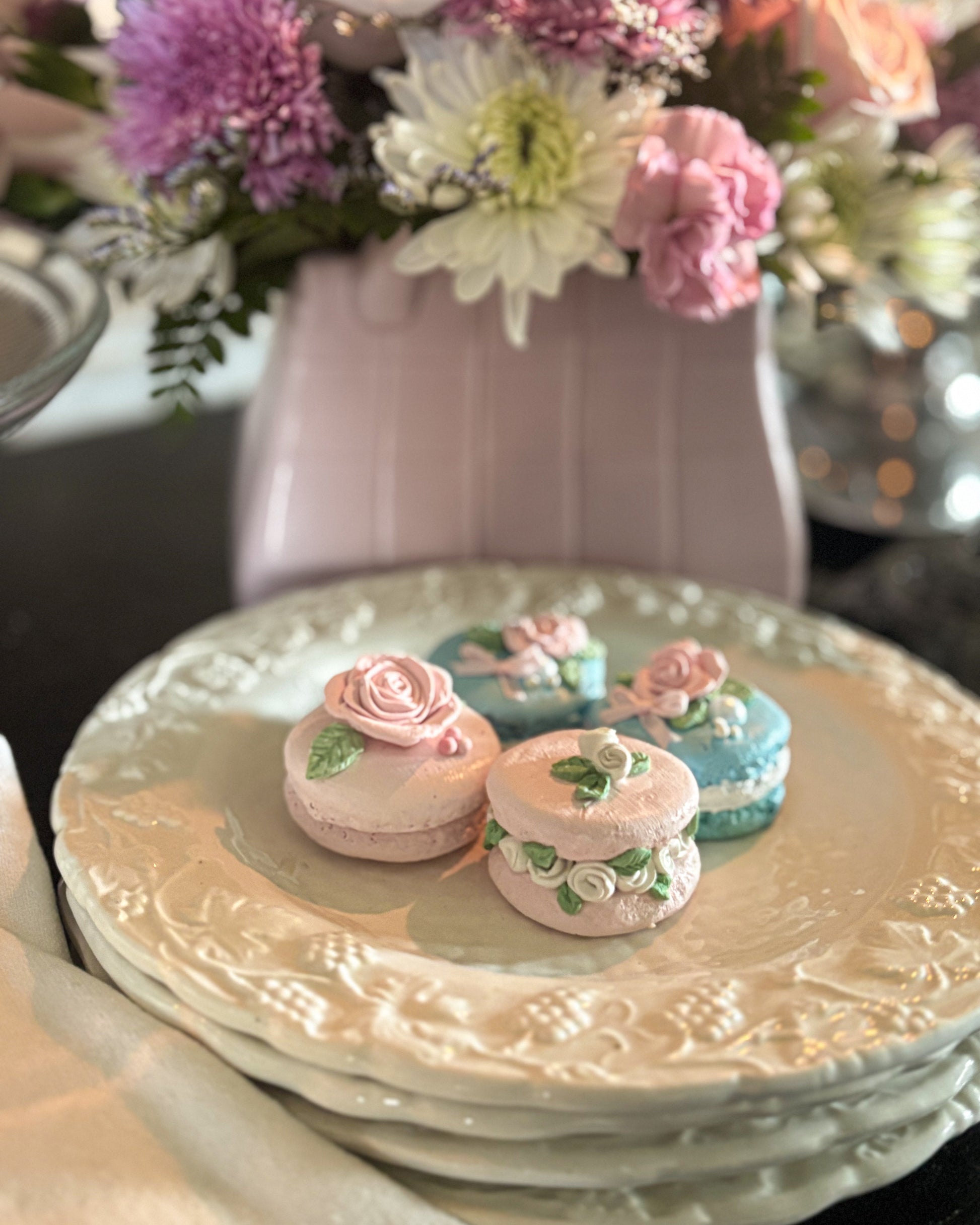 Everything Dawn Faux Macaron Roses Set of 4