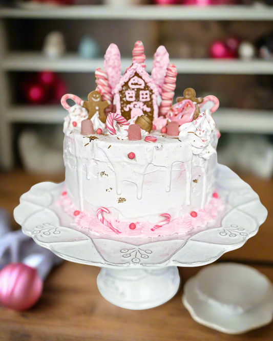 Everything Dawn Pink Candy Cane Lane Gingerbread Fake Cake