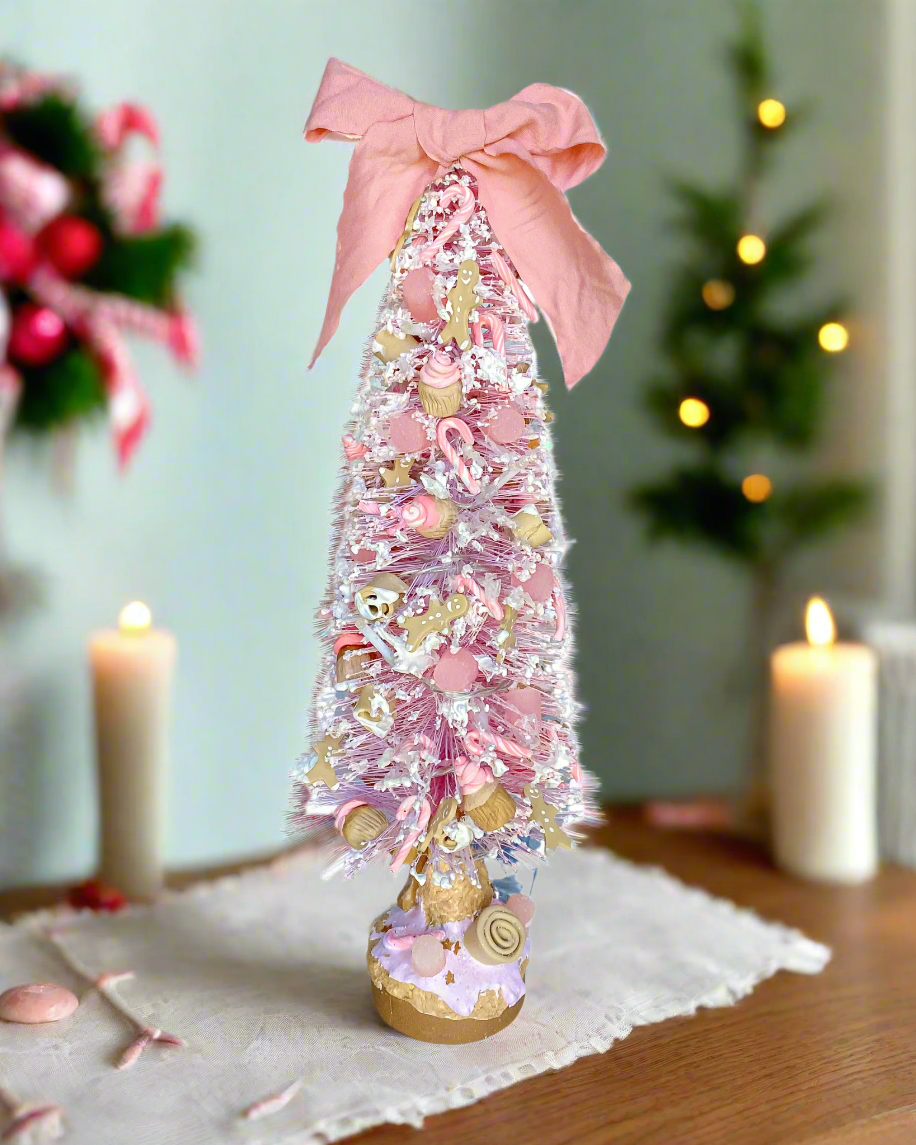 Everything Dawn Pink Candy Lane Gingerbread 12 inch Christmas Tree