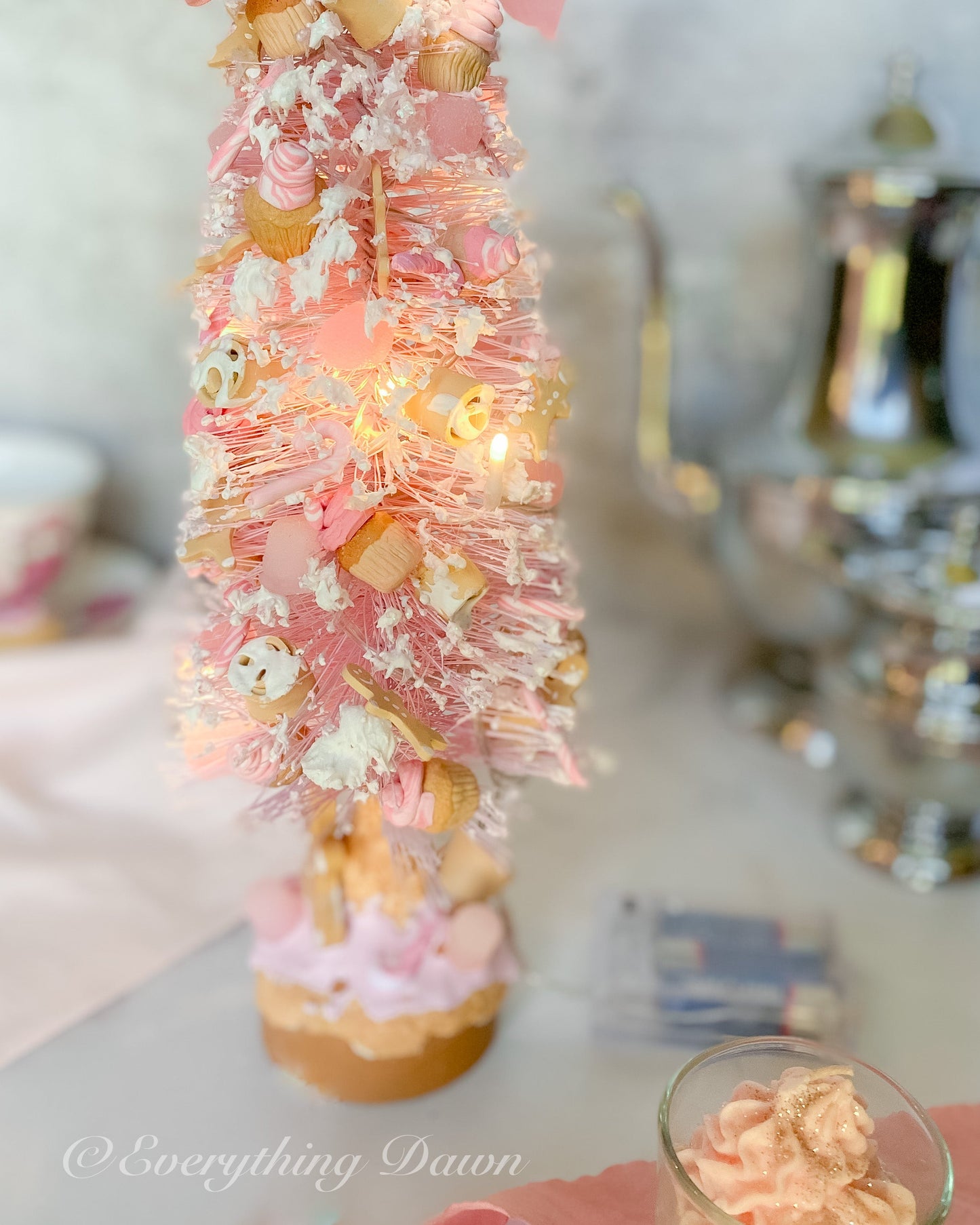Everything Dawn Pink Candy Lane Gingerbread 12 inch Christmas Tree