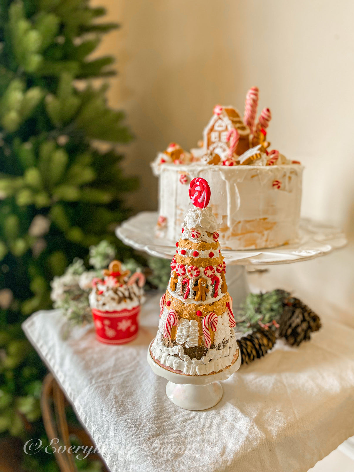 Candy Cane Lane Gingerbread Tabletop Christmas Tree With Stand ...