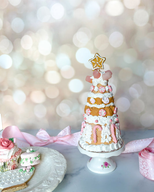 Everything Dawn Table Decor Pink Candy Cane Lane Gingerbread Tabletop Christmas Tree With Stand