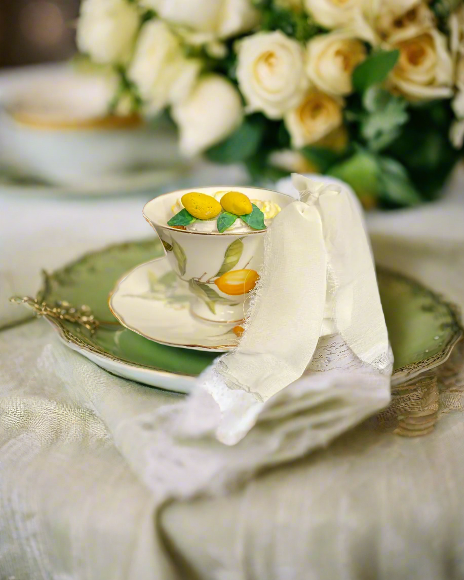 Everything Dawn Vintage Style Lemon Teacup Fake Cupcake