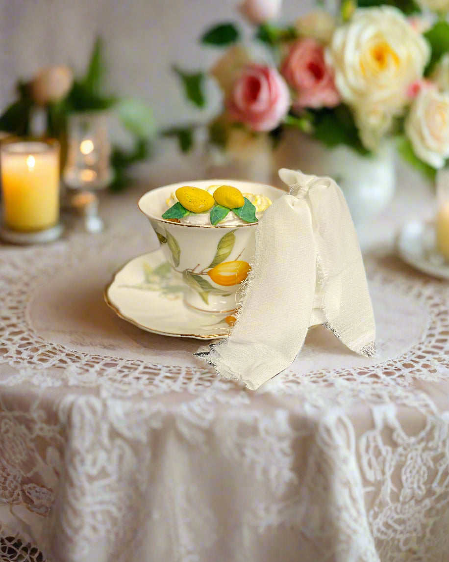 Everything Dawn Vintage Style Lemon Teacup Fake Cupcake