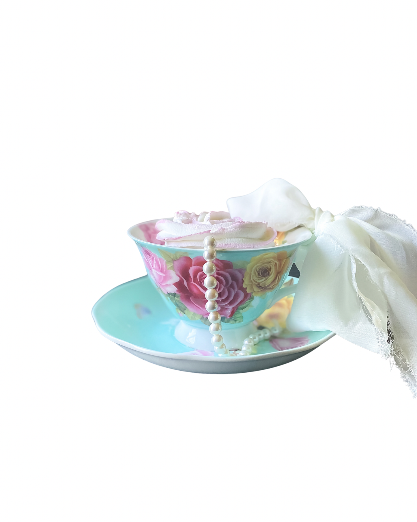 Everything Dawn Blue Pink Roses Teacup Fake Cupcake