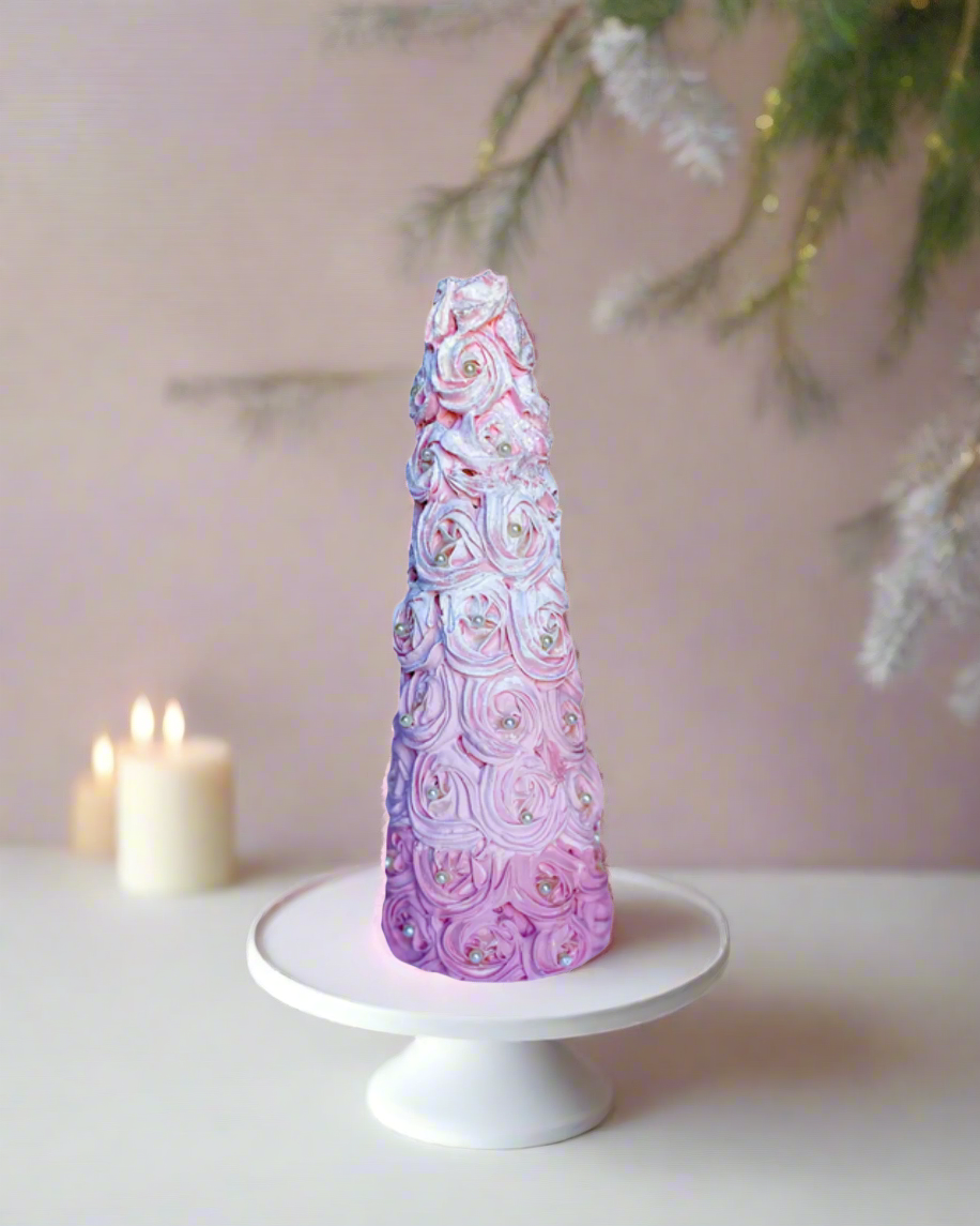 Everything Dawn Fake Cake Faux Tree Cake in Christmas Pink