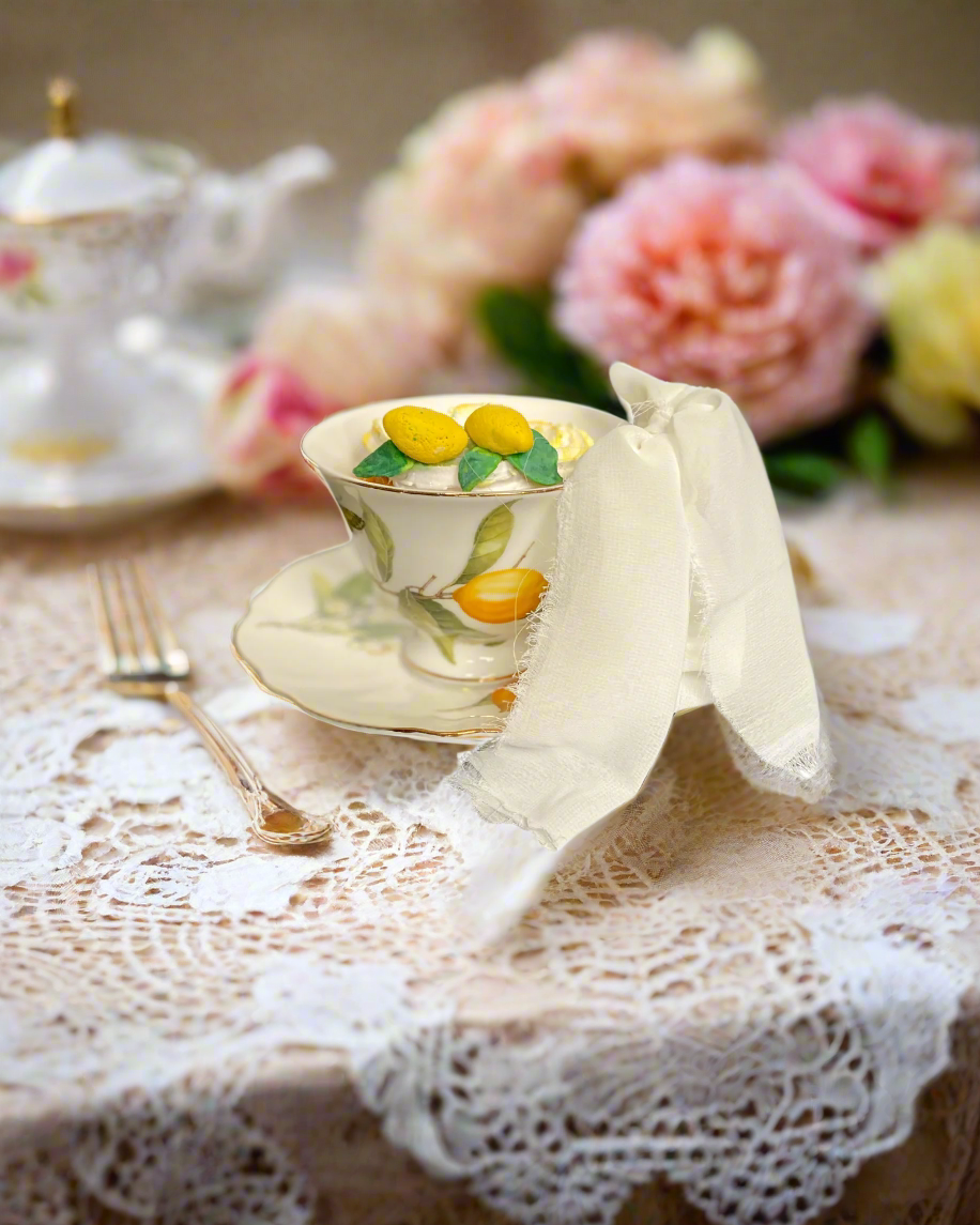 Everything Dawn Vintage Style Lemon Teacup Fake Cupcake